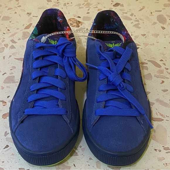Puma Size 7 Blue Neon Green Suede Classic XXI LaMelo Ball Galaxy Sneakers NEW - Picture 3 of 11